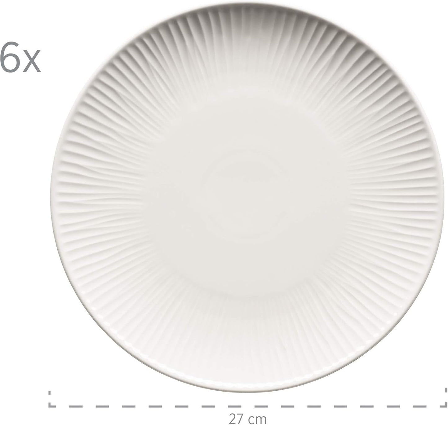 MÄSER 931461 Dalia Vajilla para 6 personas de porcelana hotelera de alta calidad, blanca, juego de platos de 12 piezas con diseño vintage, porcelana duradera