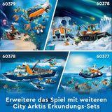 LEGO City Barco de investigación ártico, gran barco flotante de juguete con helicóptero, barco inflable, submarino Rov, naufragio vikingo, 7 minifiguras y figura de orca, regalo para niños a partir de 7 años 60368 Juegos de construcción Besuche den LEGO-Store