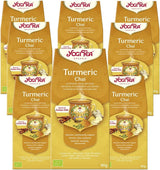Yogi Tea - Kurkuma Chai Té ayurvédico especiado orgánico Sin cafeína Mezcla de cúrcuma, canela y jengibre Yogi Tea suelto, paquete de 8 x 90 g (720 g), regalo ideal