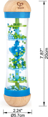 Hape hacedor de lluvia | mini juguete musical con cascabeles de madera, azul Juguetes Bebe Naty Shop