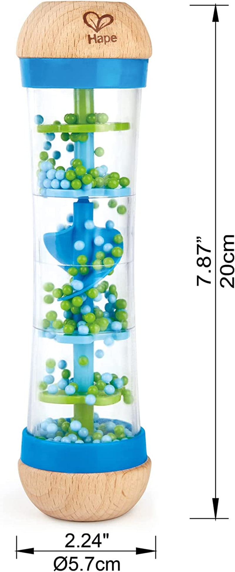 Hape hacedor de lluvia | mini juguete musical con cascabeles de madera, azul Juguetes Bebe Naty Shop