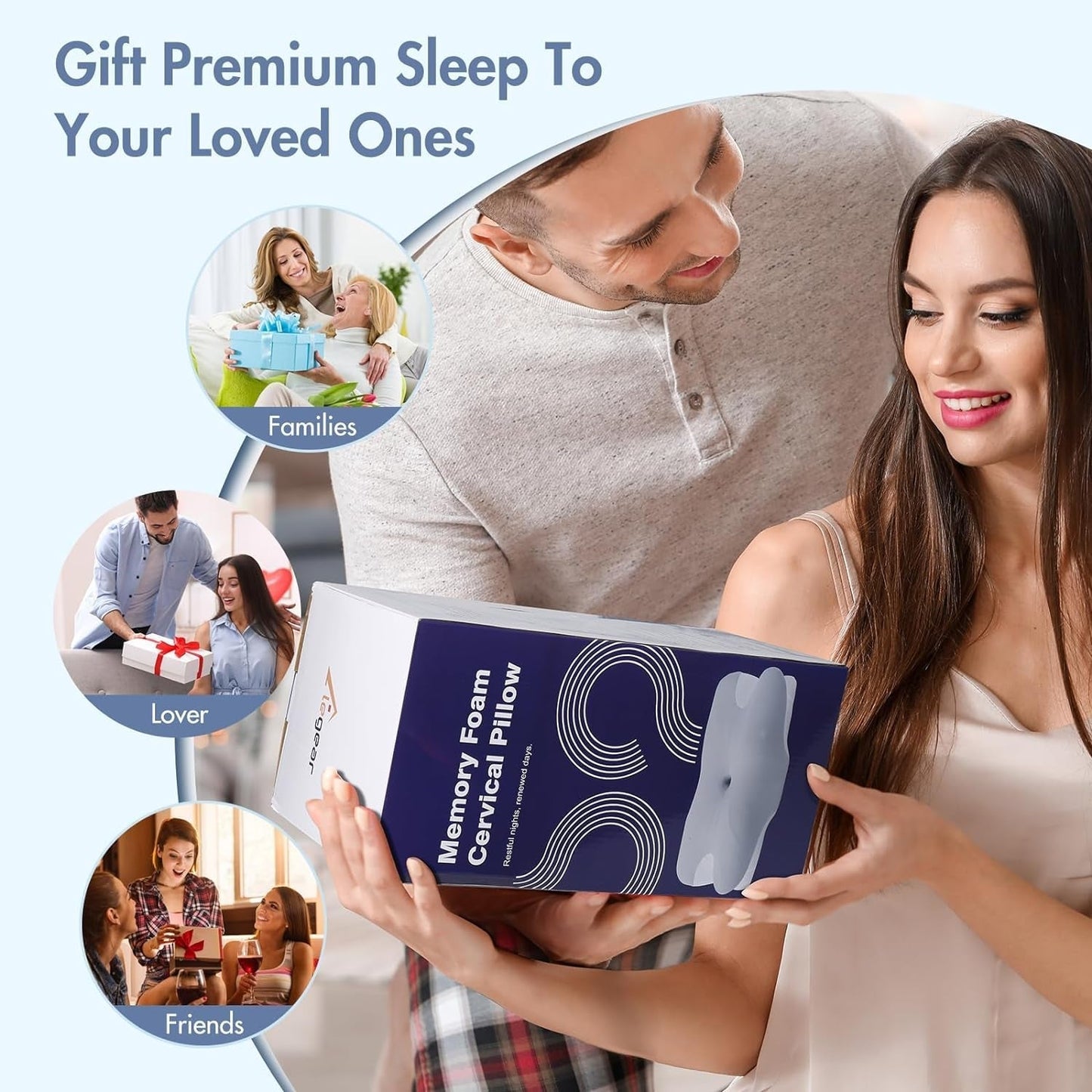 Elegear Almohada Viscoelástica con Funda de Almohada Refrigerante Almohada para Dolor de Cuello Almohada para Dormir de Lado Almohada Ergonómica Almohada Ortopédica para Dormir de Lado Espalda Abdominal 63X 10/14 X36Cm Almohadas Ortopédicas Cervicales Naty Shop