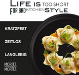 Moritz & Moritz Vajilla NORDIC para 6 personas - Vajilla de gres negro de 18 piezas - Diseño escandinavo - Vajilla robusta para 6 personas para uso diario e invitados - Vajilla combinada