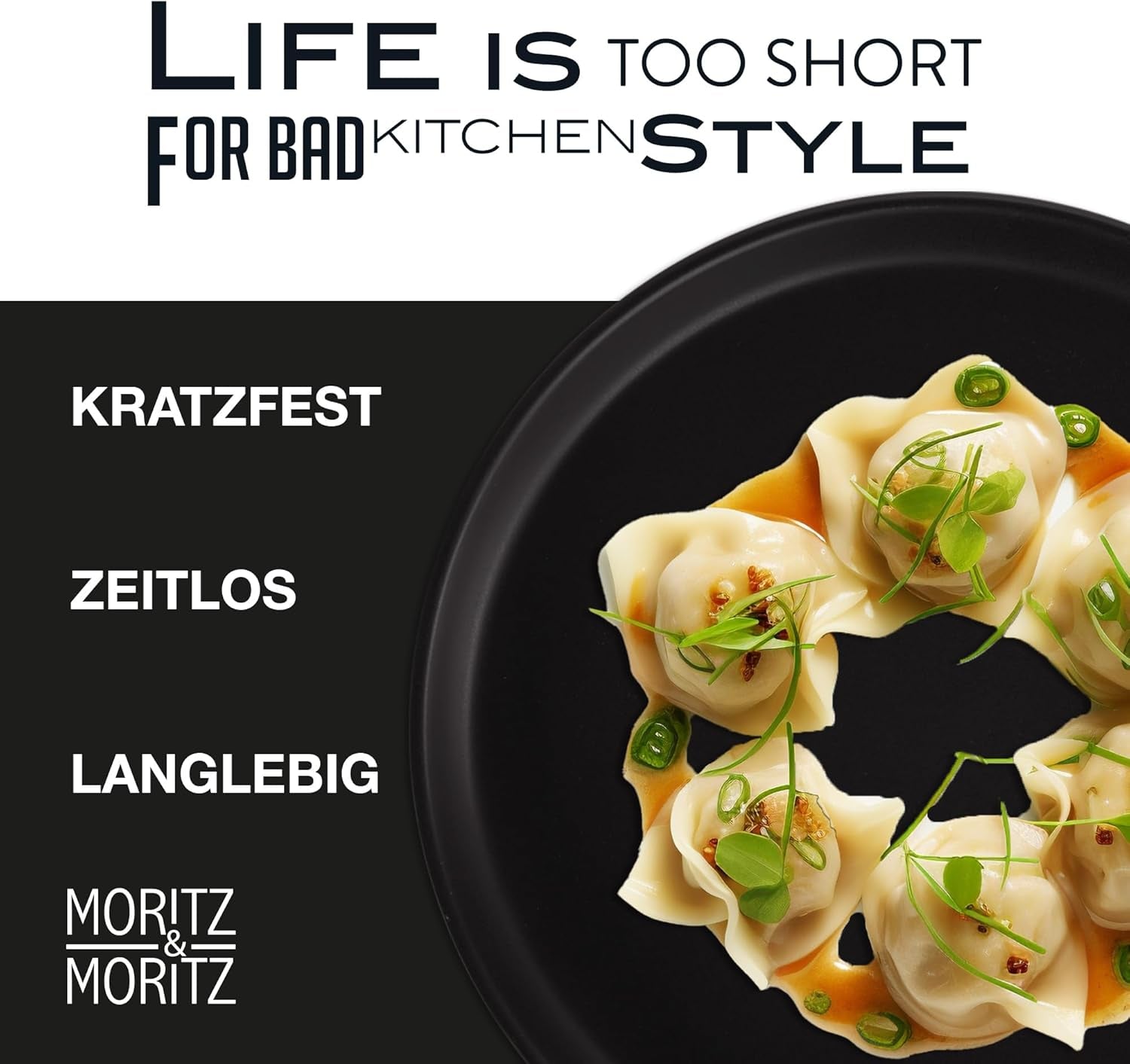 Moritz & Moritz Vajilla NORDIC para 6 personas - Vajilla de gres negro de 18 piezas - Diseño escandinavo - Vajilla robusta para 6 personas para uso diario e invitados - Vajilla combinada