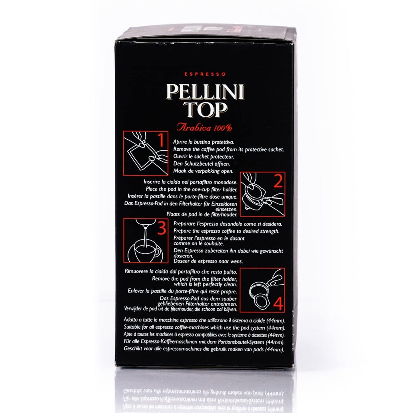 Pellini Caffè, Espresso Pellini Top 100% Arábica - Paquete de 6 con 18 monodosis (6 x 126 g, 108 monodosis en total)