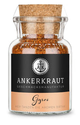 Ankerkraut Gyros, Gewürzmischung für Gyros, egal ob aus der Pfanne oder vom Grill, mit Zwiebel, Knoblauch, Mejorana, Comino, Piment and mehr, 80 g im Korkenglas