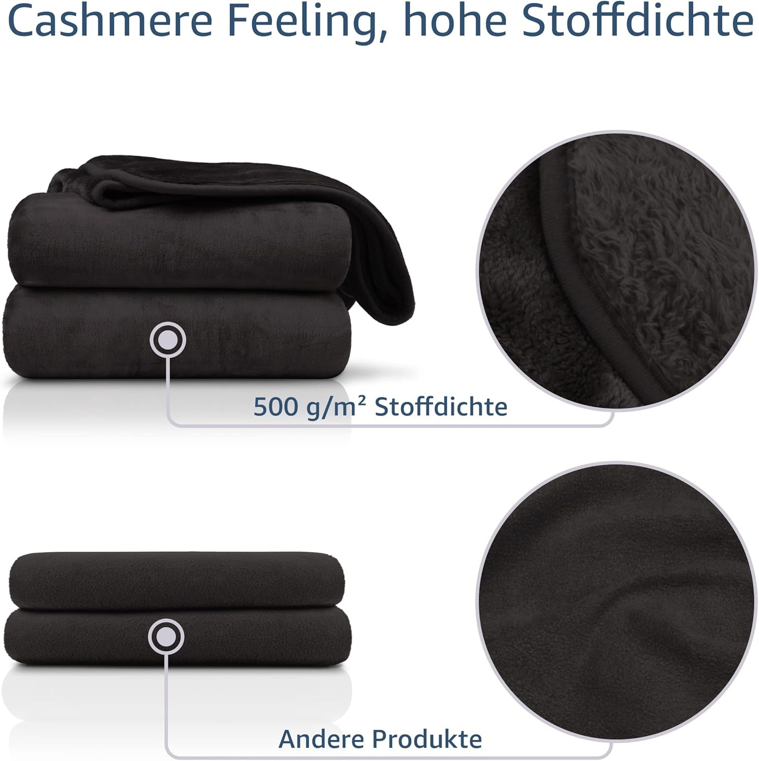 Amago - Cómoda manta, aspecto cachemir, 180 X 220 cm - Negro Camas y mantas Besuche den Gözze-Store