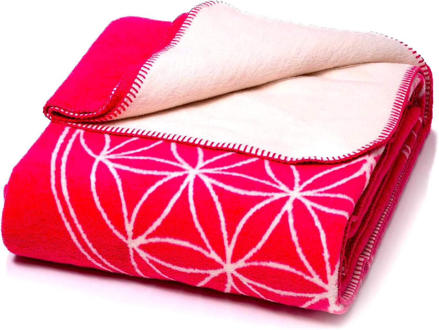 Glart cómoda manta Flor de la Vida Rosa-Crudo XL, 150X200 Cm, extra mullida como manta de sofá manta de sofá, manta de yoga manta salvavidas, manta de sofá de felpa Camas y Mantas Glart Rosa-Crudo 150X200Cm