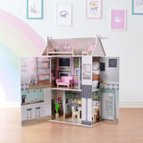 Olivia's Little World Dreamland Casa de muñecas interactiva de madera de 3 niveles con 13 accesorios para muebles de muñecas Blanco TD-13632A