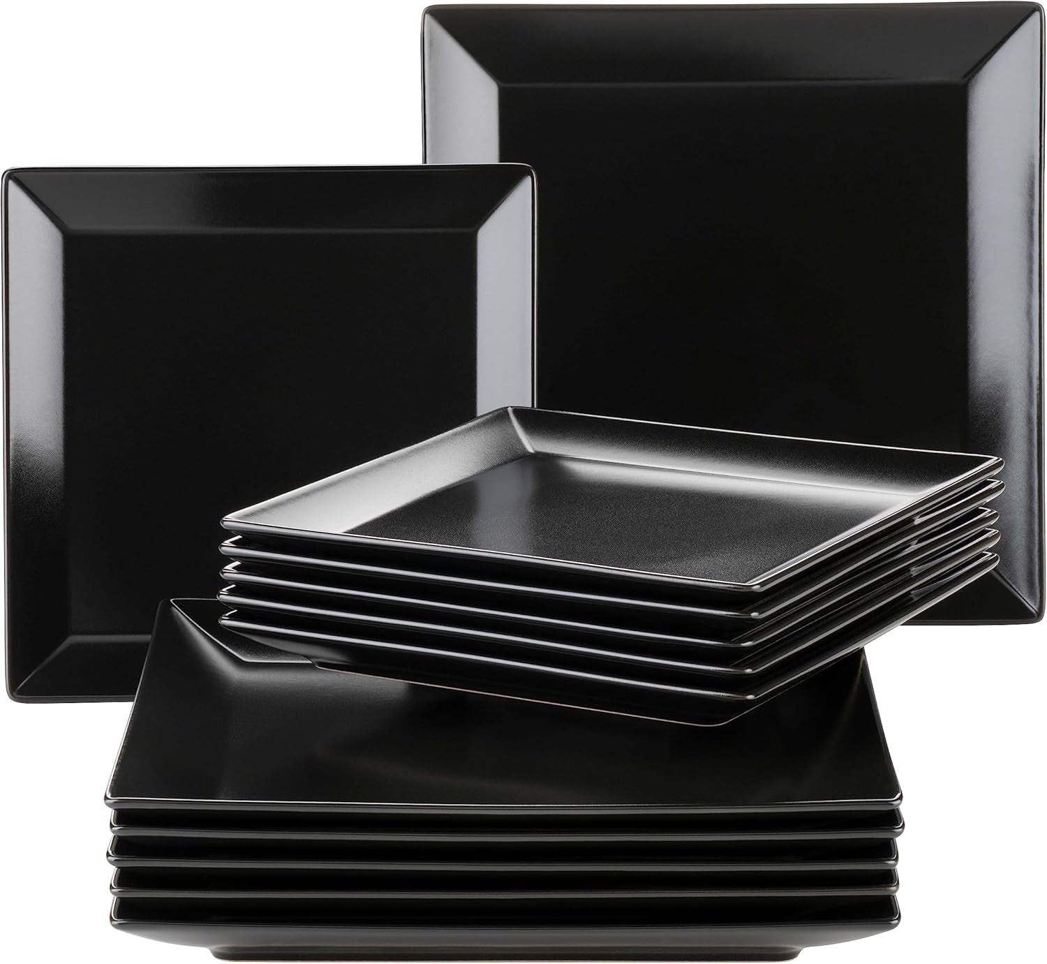 Servicio de mesa MÄSER Manhattan City de porcelana para 6 personas, negro