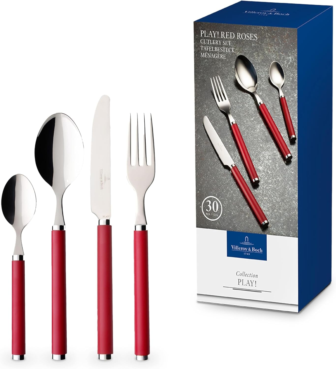 Villeroy & Boch - ¡Juega! Juego de cubiertos Rosas Rojas 30 piezas Cocina Naty Shop