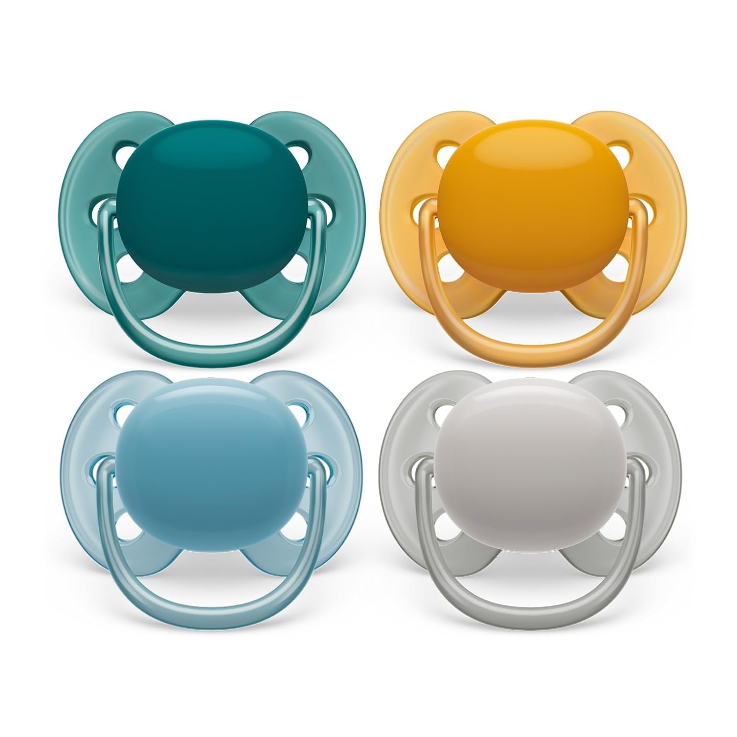 Chupetes Philips AVENT Ultra Soft - pack de 4 chupetes extra suaves sin BPA para bebés de 0 a 6 meses, incluido estuche de transporte y esterilización (Modelo SCF091/35)