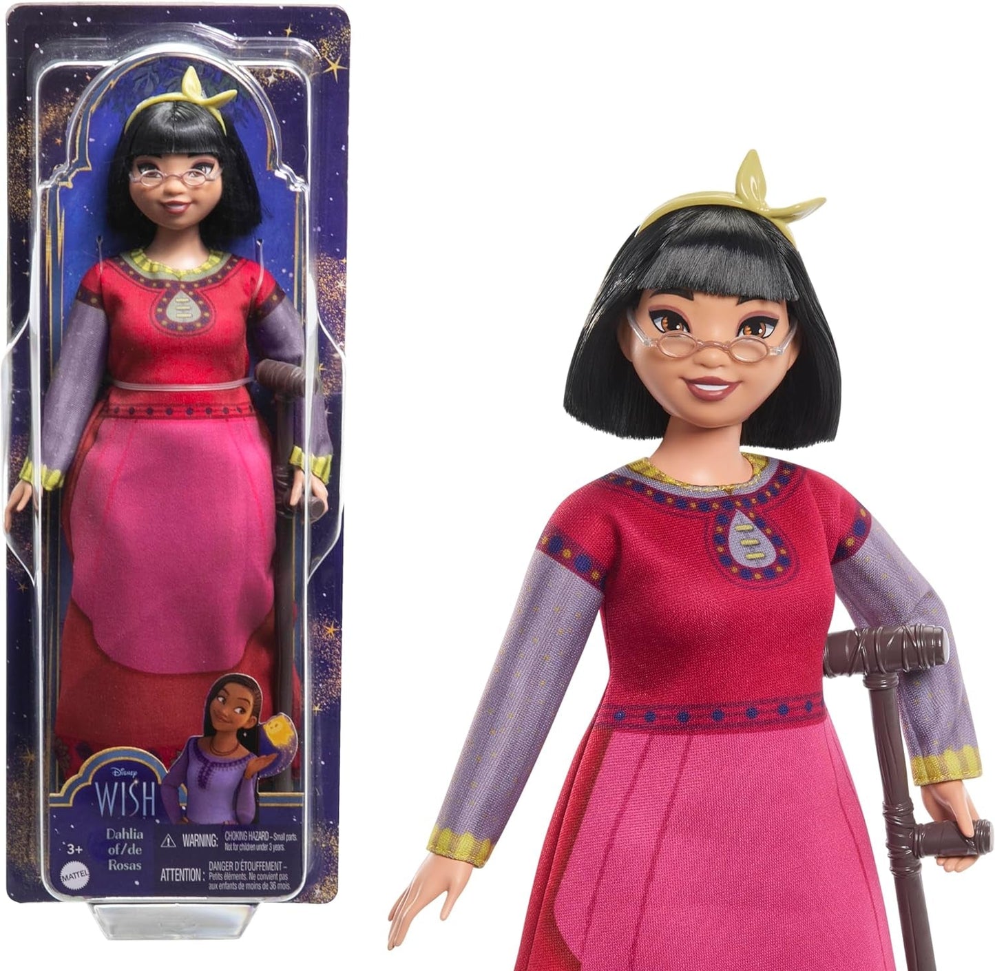 Mattel Disney Wish Dahlia of Rosas Muñeca y accesorios, muñeca de moda articulada, HPX24