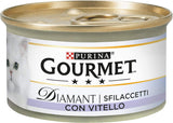 Comida húmeda Diamant para gatos adultos, filetes de ternera, 24 latas de 85 g cada una