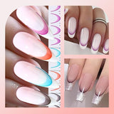 Nagelaufkleber con punta francesa - 6 Blatt Selbstklebende Nail Art Schablonen - Nagel Zubehör Und Dekoration