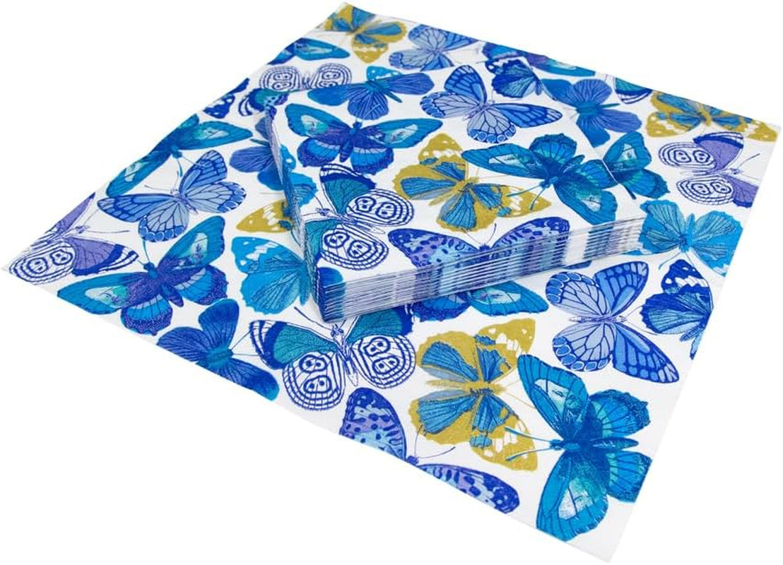 Servilletas de mariposas, azules, paquete de 20 unidades