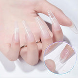 Uñas postizas transparentes extralargas, 240 piezas de uñas postizas de media cubierta, uñas postizas rectas cuadradas, extensiones de uñas francesas para salones de uñas y arte de uñas DIY