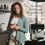 Cafetera espresso totalmente automática Siemens EQ500 TQ513D01, muchas especialidades de café, espumador de leche, recipiente de leche integrado, limpieza automática a vapor, 1500 W, luz natural plata/negro piano