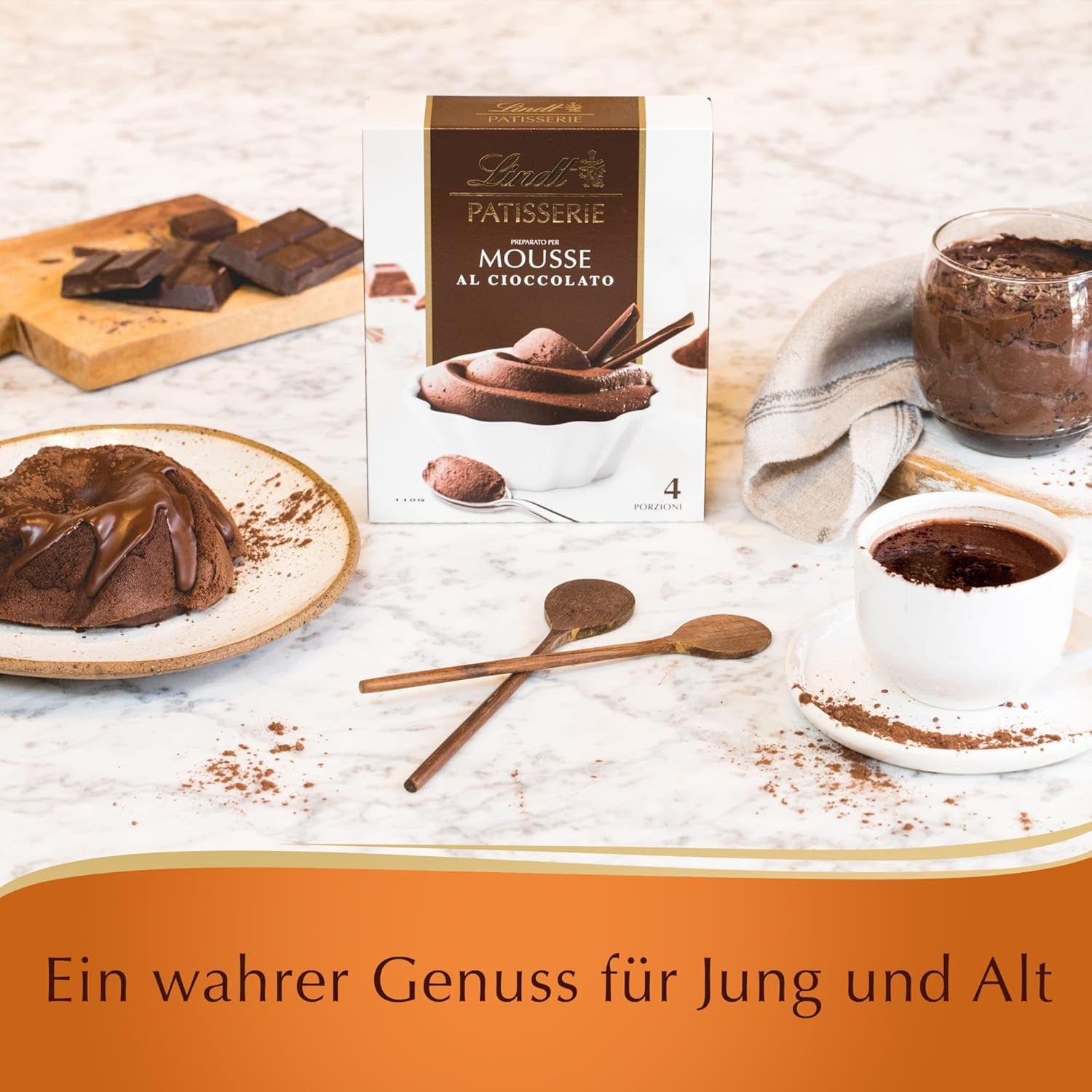 Lindt Schokolade - PATISSERIE Mousse Au Chocolat | 6X110G | Backmischung Für 4 Porciones Fluffige Mousse Al Cioccolato Aus Finester Schokolade | pastelería | Mezcla posterior | Mezcla Schokoladengeschenk para hornear y cocinar Naty Shop
