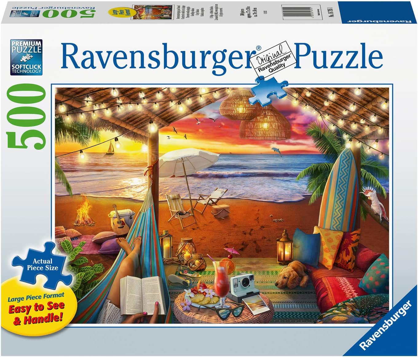 Ravensburger Puzzle 16795 - Atardecer en la playa - Puzzle de 500 piezas para adultos y niños mayores de 10 años con piezas más grandes [Exclusivo en Amazon] Puzzle Naty Shop