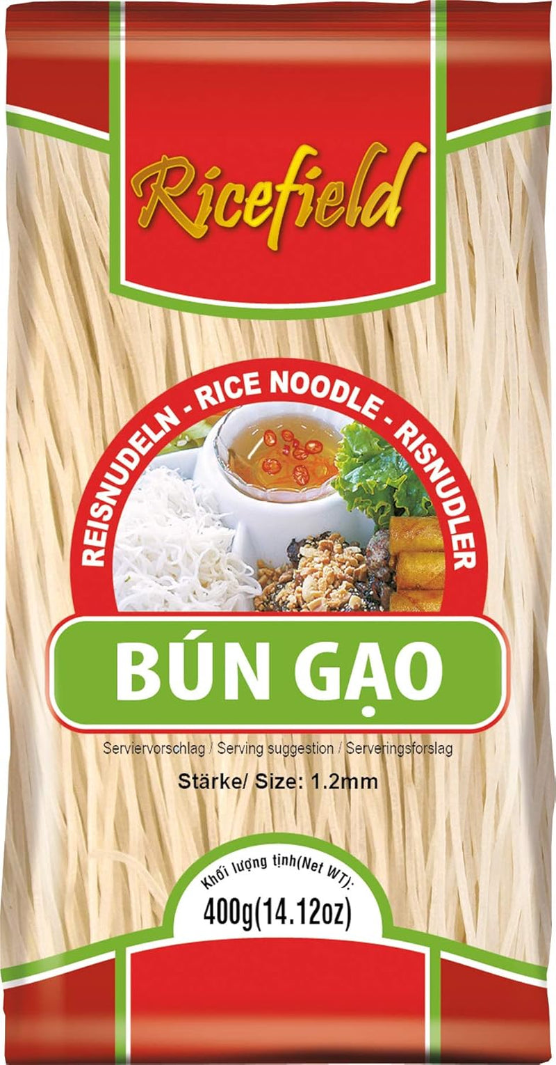 Fideos de arroz Ricefield, fideos, 1,2 mm, Bun Gao (1 x 400 g)
