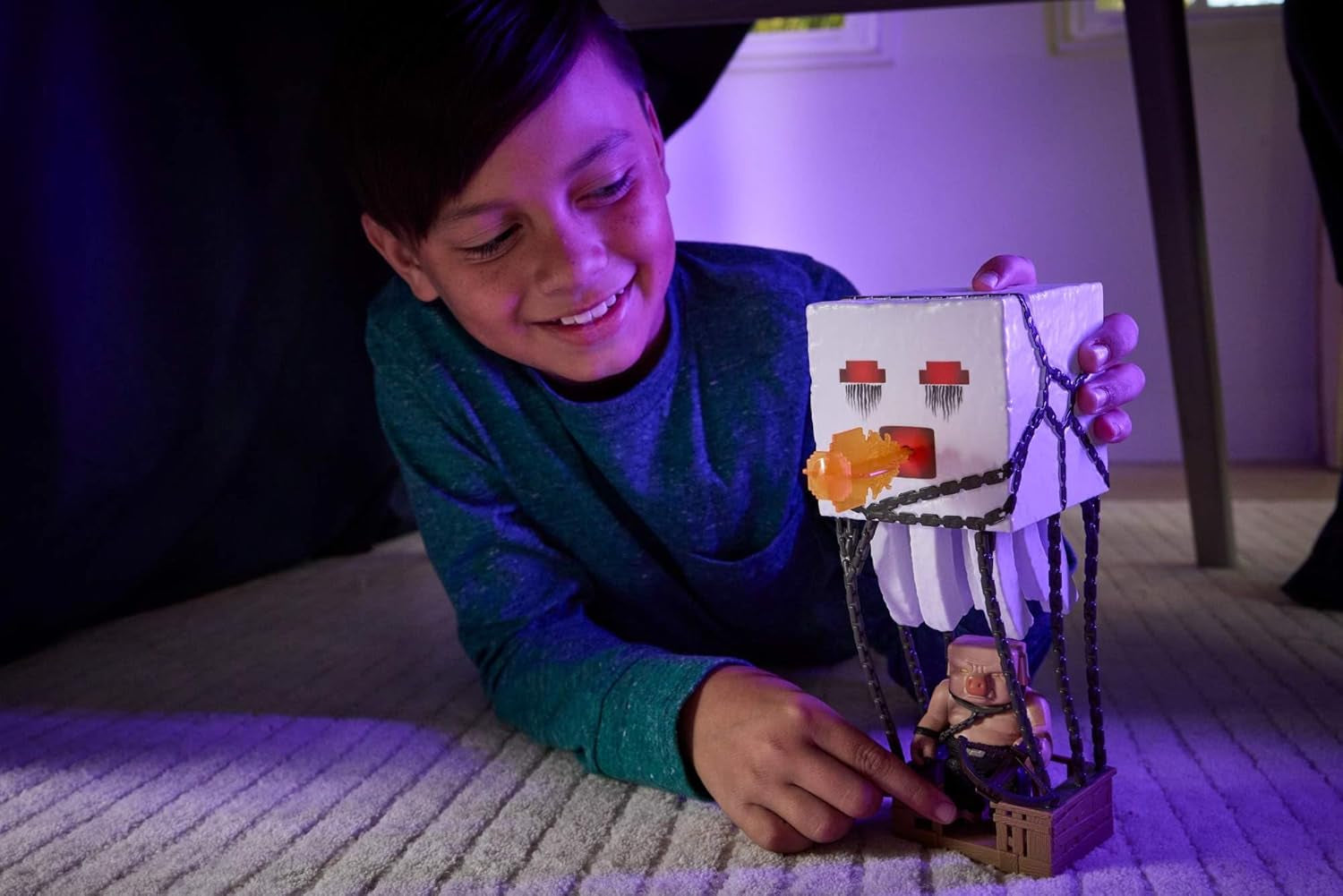 Mattel Minecraft Set De Figuras De Acción, Ghast Con Ataque De Fuego, Luces, Ruido, Arrancador Y Proyectil, Guerrero Piglin, Inspirado En La Película, JFB69 Figuras De Acción Naty Shop