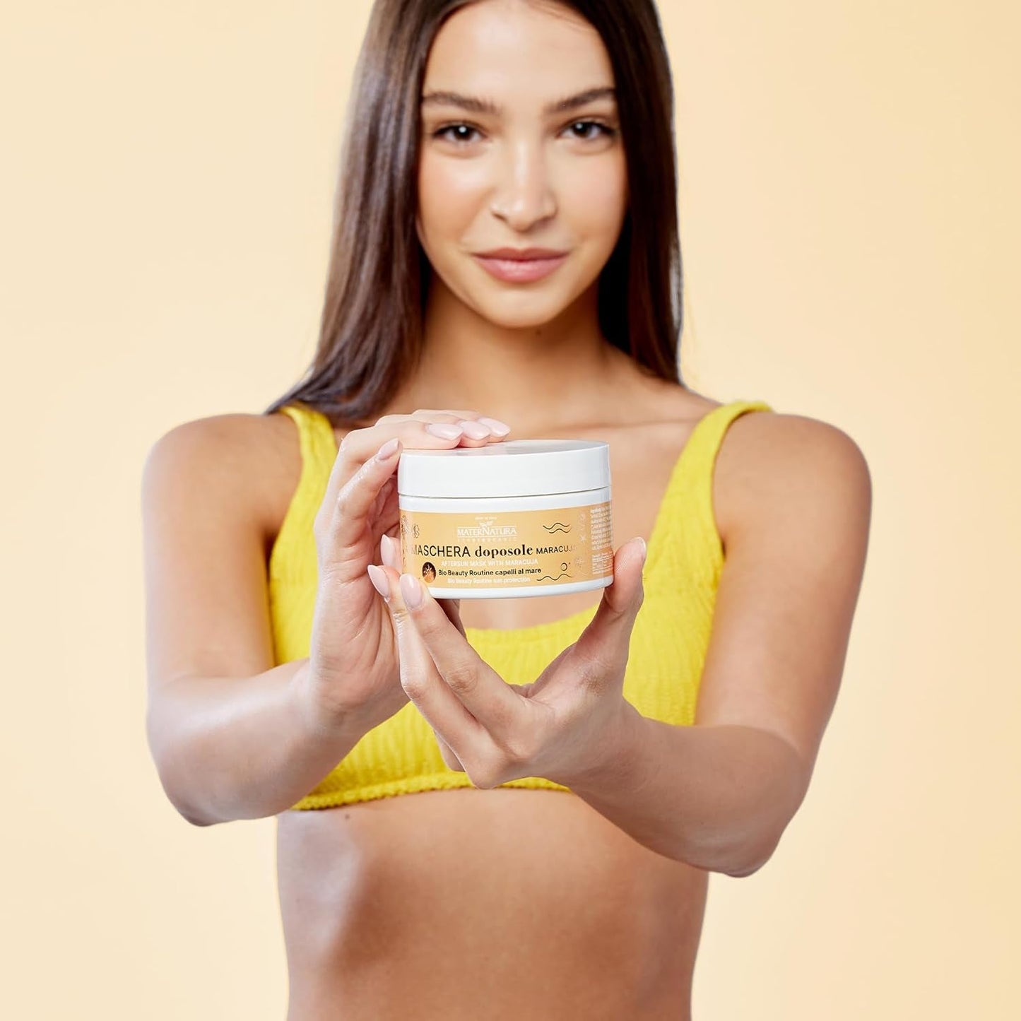 Maternatura, mascarilla aftercare con maracuyá, hidrata y da elasticidad al cabello después de la exposición al sol, rutina de belleza orgánica para cabello de playa, certificado orgánico, Made in Italy - 200 ml Naty Shop mascarilla capilar
