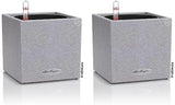Cubo de hierbas de alta calidad LECHUZA CANTO Stone 14 con sistema de riego por varilla, gris piedra