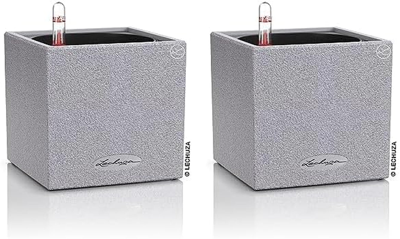 Cubo de hierbas de alta calidad LECHUZA CANTO Stone 14 con sistema de riego por varilla, gris piedra