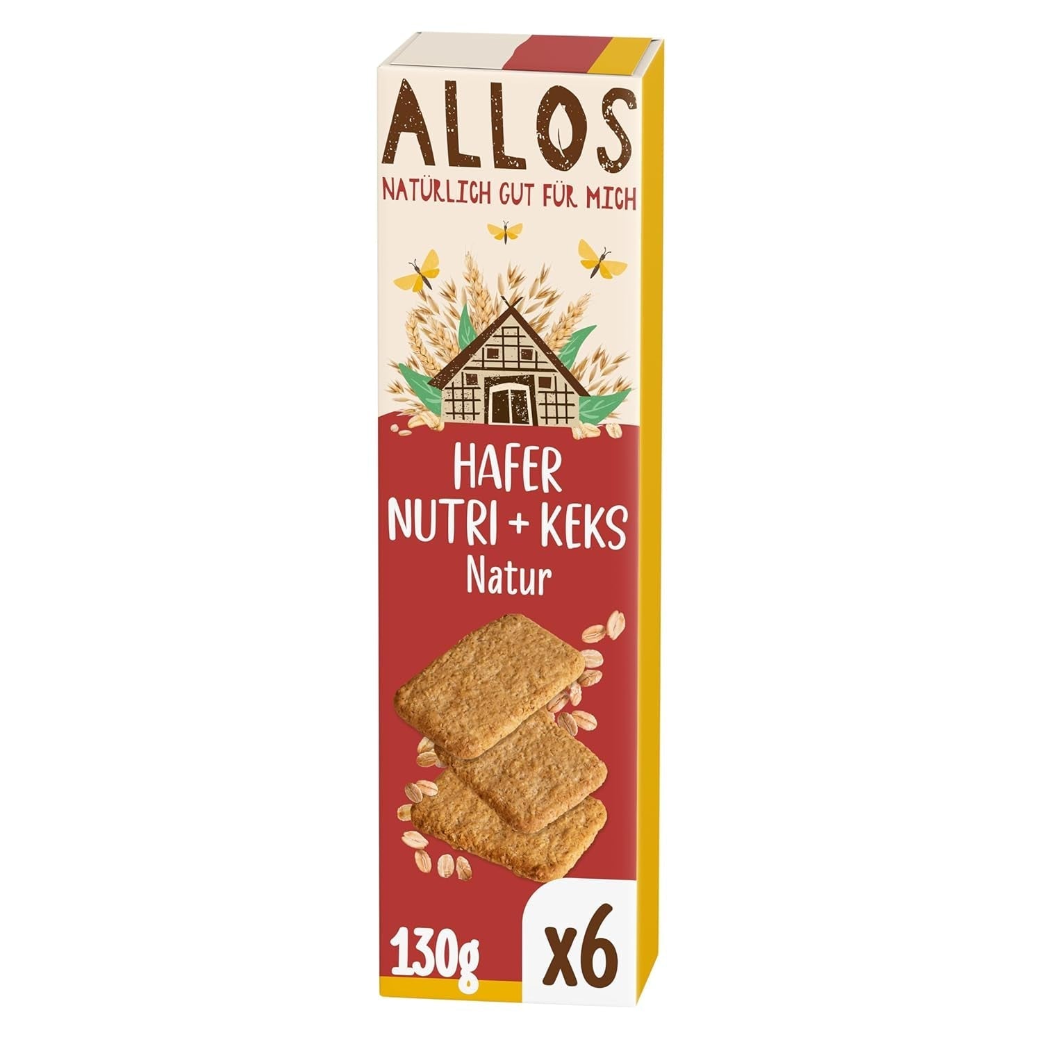 Galletas de avena orgánicas Allos Nutri | Galletas de avena integral crujientes | Endulzar con miel 6 x 130g