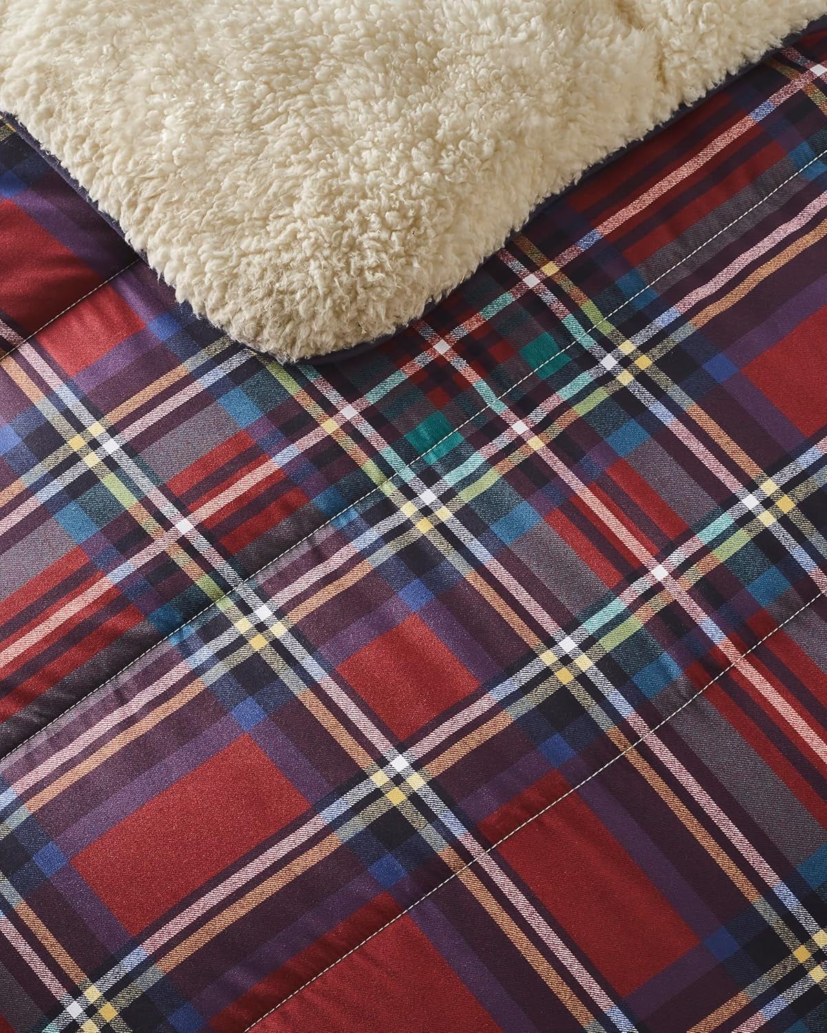 Night Lark Acogedora manta polar Sherpa, tartán rojo clásico, 9 tog, lujosa, esponjosa, gruesa y reversible, perfecta para sofá, cama, sofá, sofá. Hipoalergénico, lavable a máquina, Tamaño: Camas y edredones Night Lark