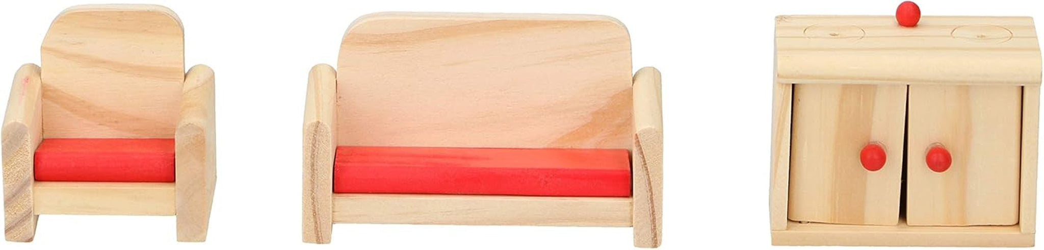 Marionetas de Madera - Casa de muñecas de madera con muebles y muñecos - 11 piezas Casas de Muñecas Naty Shop