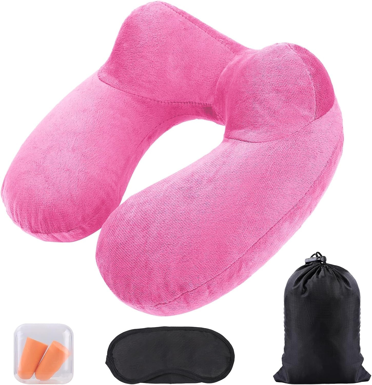 Almohada Inflable para el Cuello de Viaje, Almohada para el Cuello Inflable compacta y rápida con Funda de Almohada Lavable para Viajes en automóvil, avión, Tren, Oficina, Familia