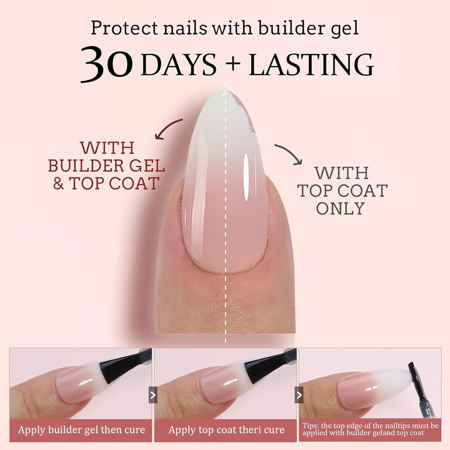 Juego de Uñas Postizas - 240 Piezas Uñas Postizas Francesas Pegamento - Diseño Degradado Blanco Rosa Uñas Artificiales Cubierta Completa Gel Suave Natural y Cómodo de Usar (Almendra Rosa)