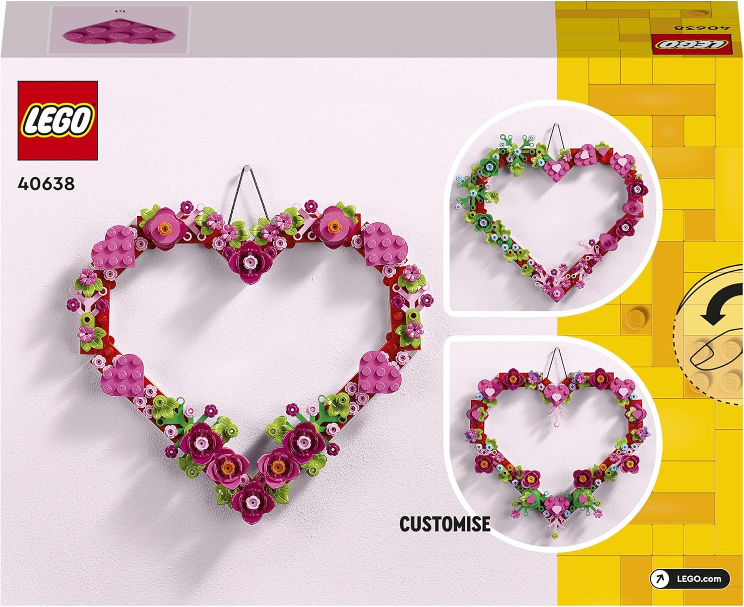 Set de decoración de corazones LEGO, juguete de construcción para niños, niñas y niños a partir de 9 años, decoración de habitaciones infantiles o accesorios de pared, idea de regalo para San Valentín, Día de la Madre o cumpleaños 40638 Juegos de construcción Beuche den LEGO-Store