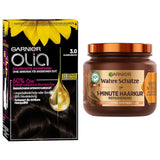 Garnier Color & Care Set: Coloración permanente Olia 3.0 Castaño oscuro + Tratamiento capilar reparador (340 ml) | Con miel de acacia y cera de abejas para brillo y flexibilidad | Tinte para el cabello sin amonia Naty Shop Título predeterminado