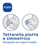 Chupete MAM 6+ meses (paquete de 2) MAM 6-16 meses brilla en la oscuridad con tetina de goma, paquete de 2 con soporte para chupete esterilizante, azul claro/azul claro