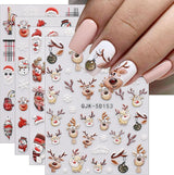 JMEOWIO 3D Nagelsticker Weihnachten Nail Art Sticker Selbstklebend Nagelaufkleber 5D Stereoskopisch Schneeflocke Christmas Winterurlaub Niedlich Dekoration Nageldesign Zubehör 4 Blatt