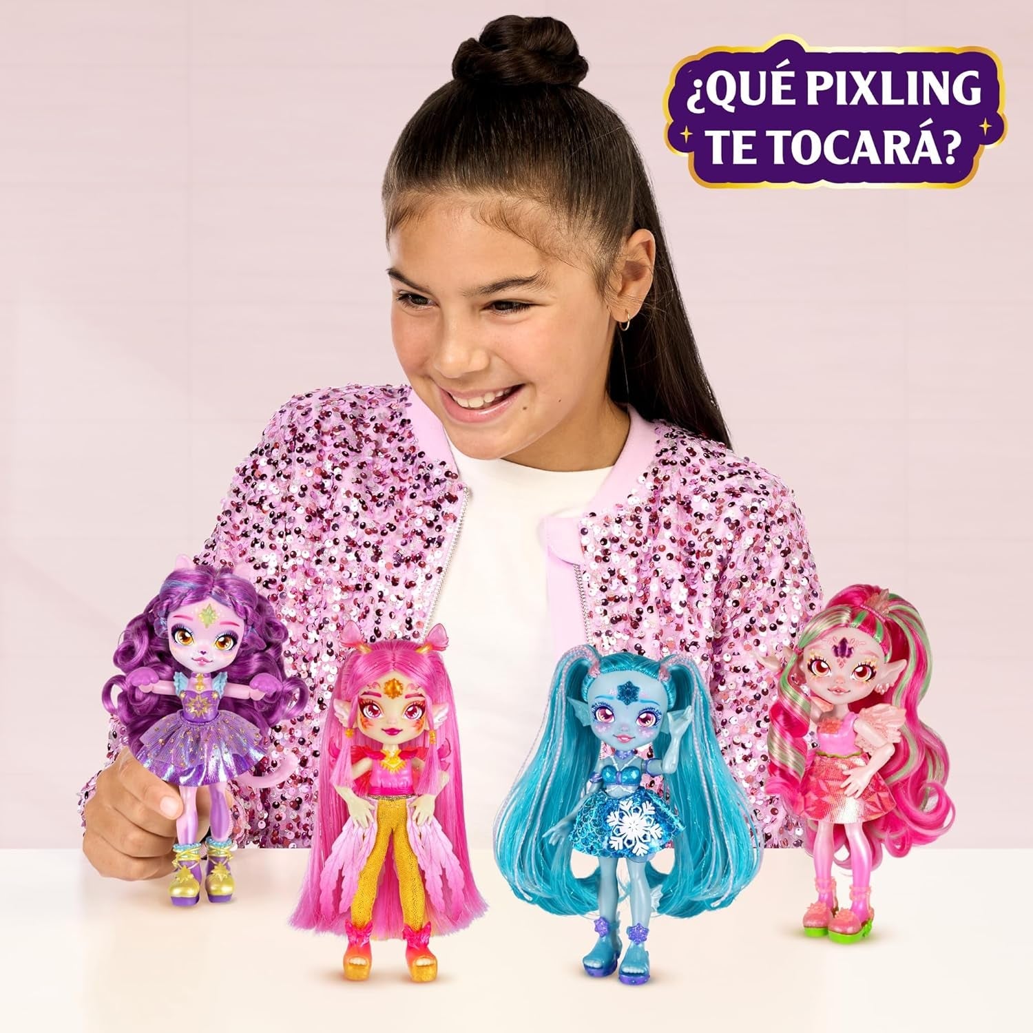 Pixlings Muñecas mágicas, 4 muñecas surtidas - 2 nuevas - Muñeca de moda de 15 cm - Pociones mágicas - Juguete de pociones secretas (MG101000)