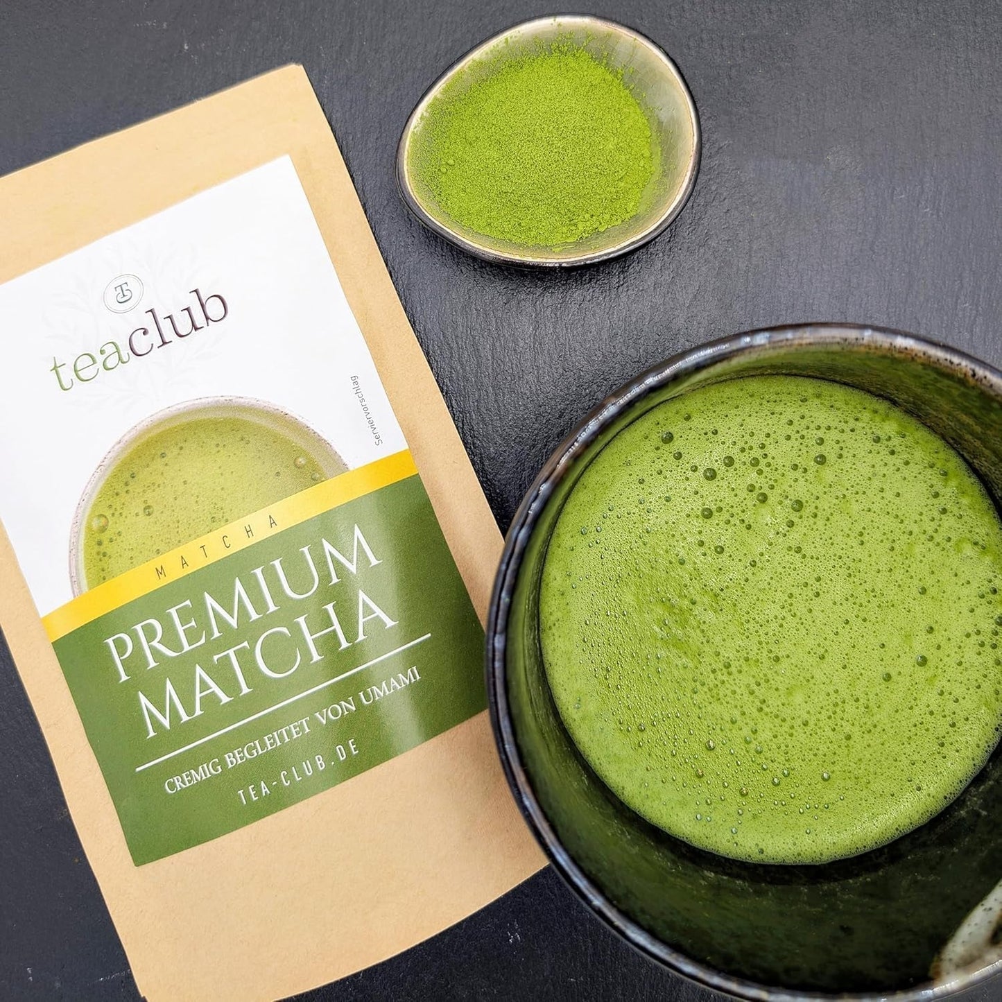 Té Matcha Premium Japón 100 g - Probado en laboratorio - Matcha en polvo ceremonial para hacer Umami Matcha, té verde en polvo 100% natural, ideal para Matcha Latte, Teaclub