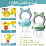 Chupetes de Frutas para Bebé, Pack de 2 Chupetes de Frutas para Bebés de 3 Meses en adelante Versión Mejorada 2023, Chupetes Rellenables, Chupetes de Gachas, Chupetes de Frutas para Bebés, Sin BPA, 8 Tetinas de Silicona en 3 Tamaños