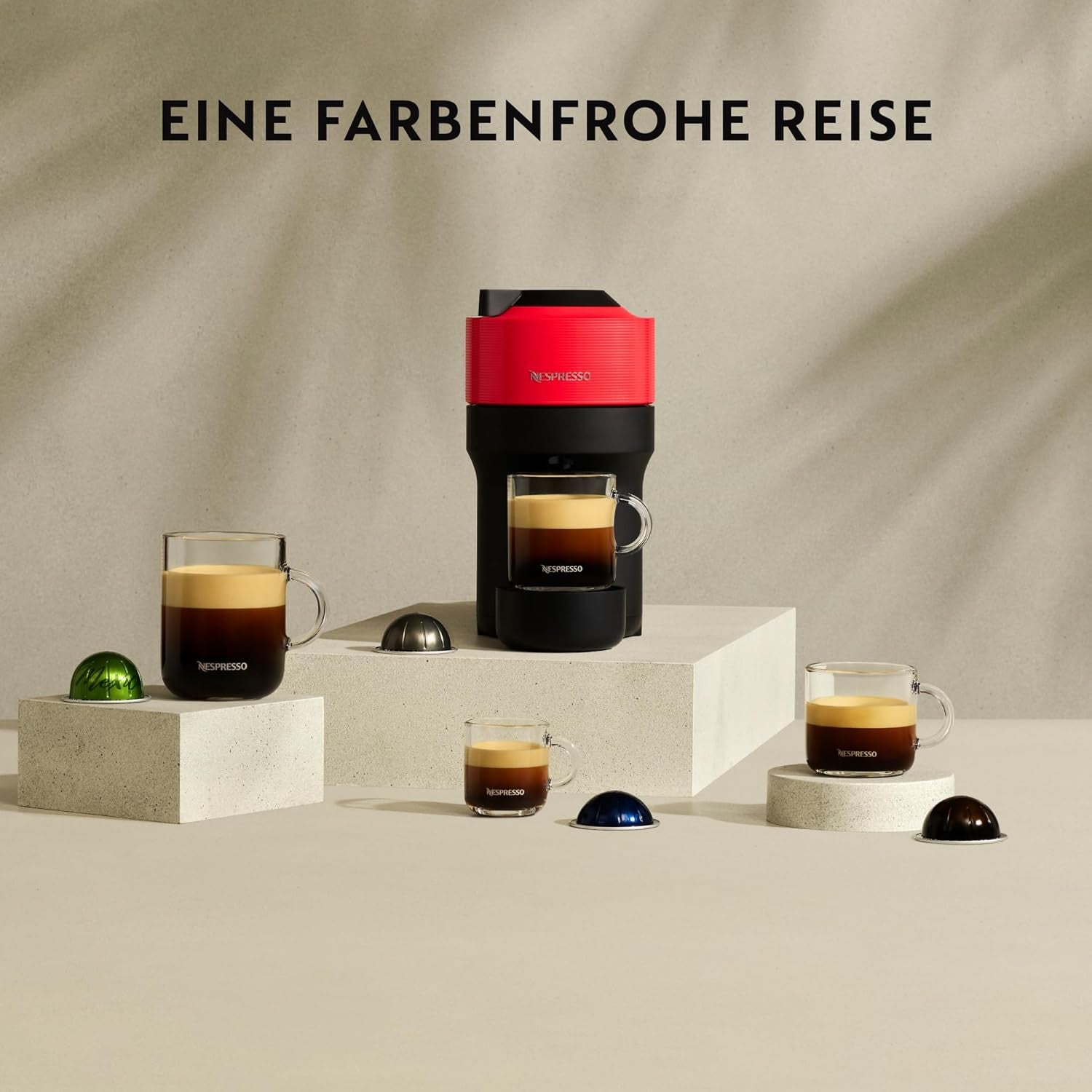 Cafetera espresso con cápsulas Nespresso Krups Vertuo Pop, capacidad: 560 ml, reconocimiento automático de cápsulas, sistema one-touch, 4 tamaños de taza, tiempo de calentamiento reducido, sostenible, Aqua Mint, XN9204
