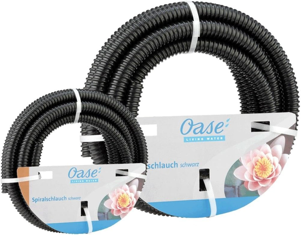 Manguera espiral Oase, negra, 1 1/2", 10 m - sección de manguera de material PVC, Ø 38 cm, adecuada para 1 bar