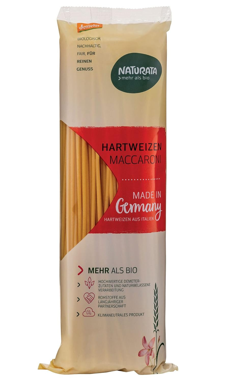 Macarrones largos de trigo duro 500 g - Demeter -