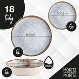 Moritz & Moritz Vajilla de porcelana BLOSSOM para 6 personas, 18 piezas - Vajilla moderna con un diseño divertido - Servicio de café de fácil cuidado con platos y cuencos - Servicio combinado