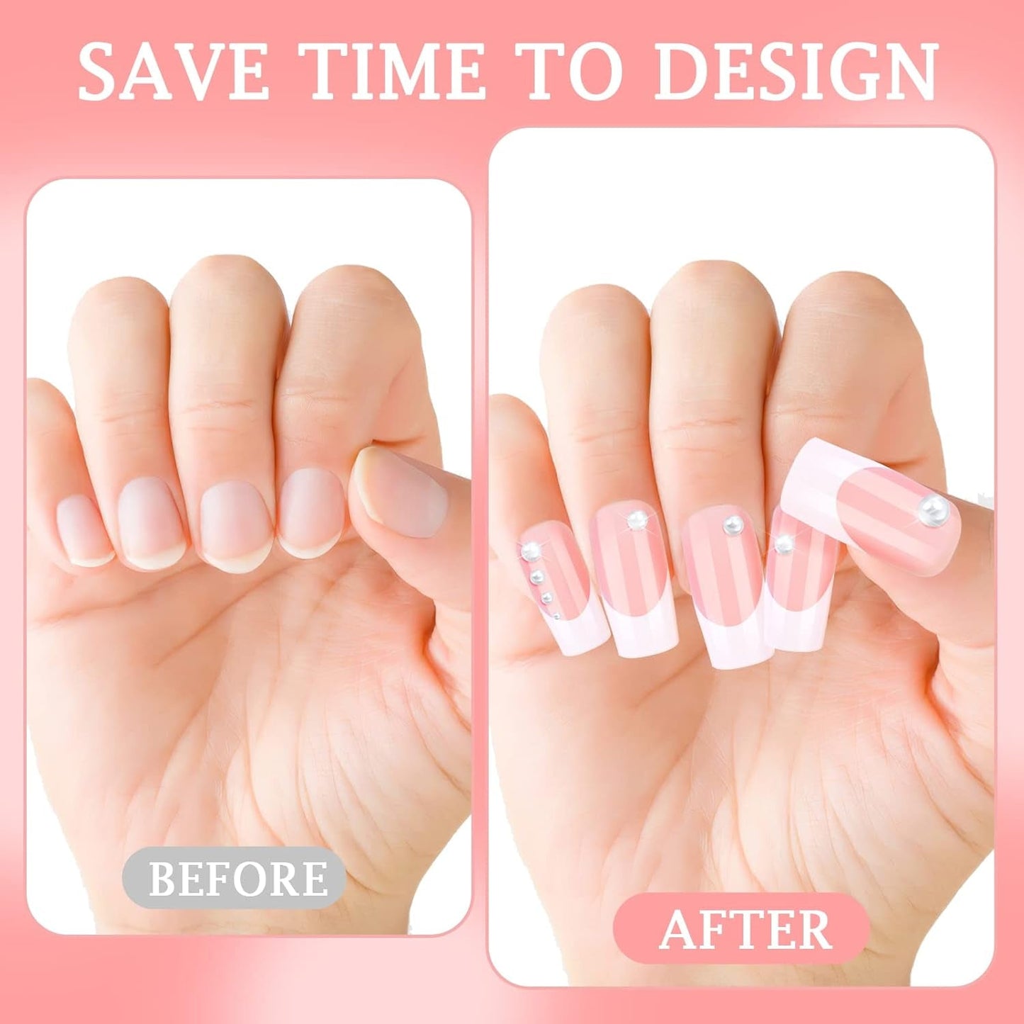 360 puntas adhesivas para uñas artificiales con caja de almacenamiento y lima de uñas (rectangular)