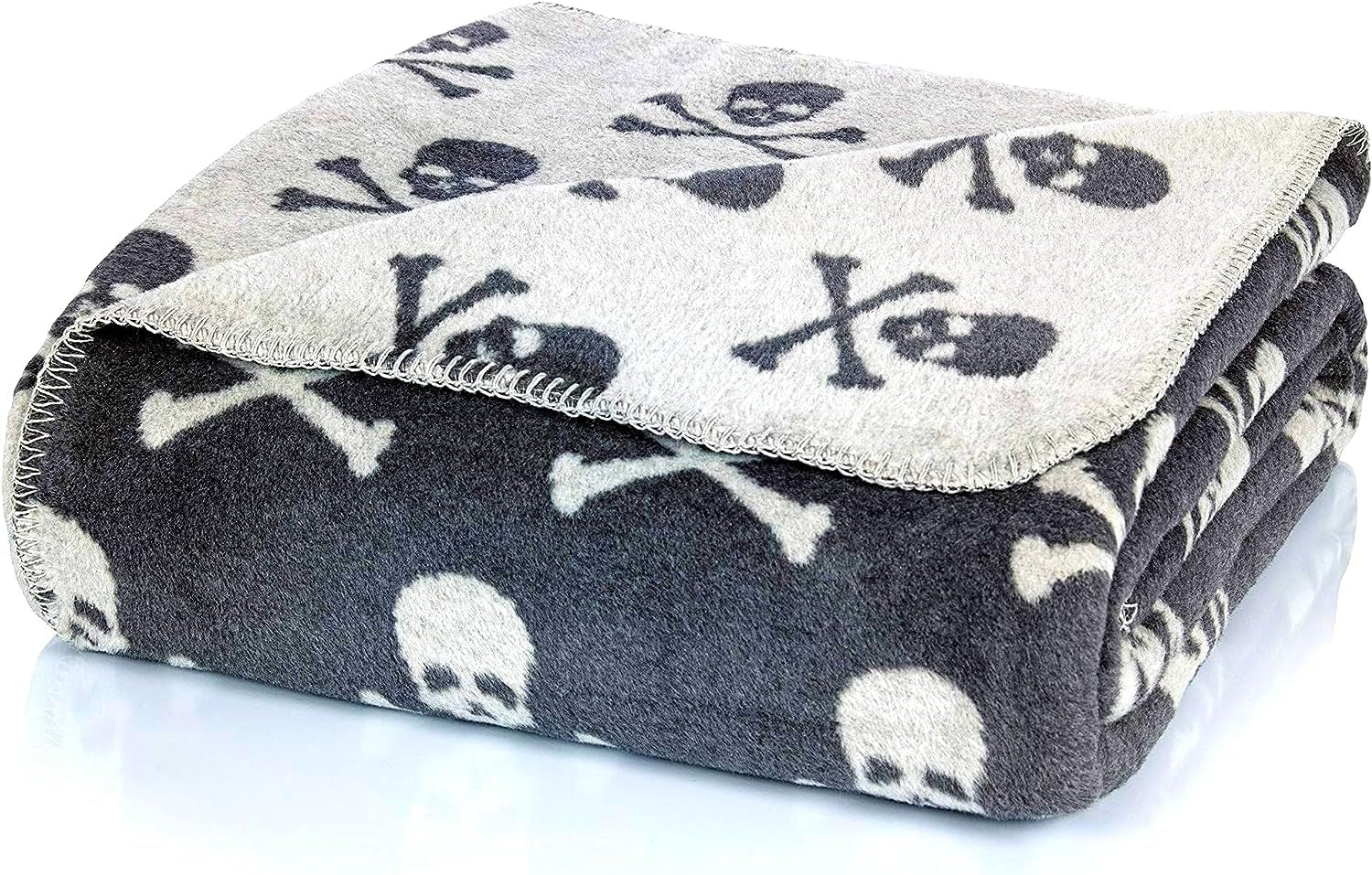 Glart Manta de peluche Calaveras Gris XL 150X200 Cm, manta de lana suave y cálida Extra mullida como manta para sofá manta para sofá, manta cómoda para el salón, felpa para el sofá Camas y mantas Glart Título predeterminado