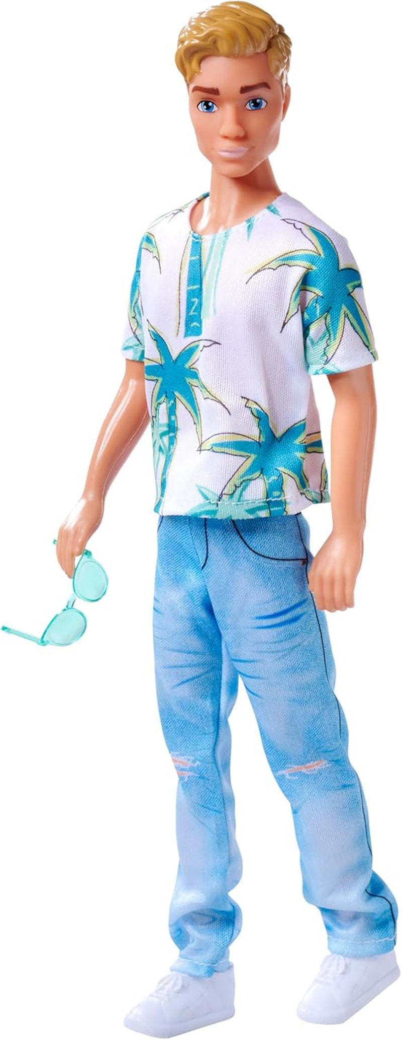Muñeco Simba Steffi Love Kevin con un top con estampado de palmeras y unos vaqueros geniales, incluye gafas de sol, 30 cm, a partir de 3 años
