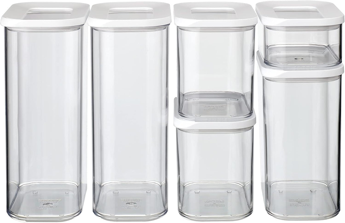 Mepal Juego de 6 Botes con Tapa - Recipientes para Alimentos Rectangulares - Organizador de Cocina de Plástico - Recipientes Herméticos - 2x 2000ml, 2x 1000ml, 1x 1500ml y 1x 425ml - Cajas de Almacenamiento de Alimentos Blancas Naty Shop