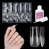 Uñas postizas cortas bailarina 500 Uds pegamento en 12 tamaños uñas artificiales Gel suave corto cobertura completa puntas de uñas para uñas de Gel cortas S